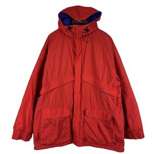 Vintage WearGuard Chore Coat Men Large Red Blue Barn Lined Jacket Colorblock 90s